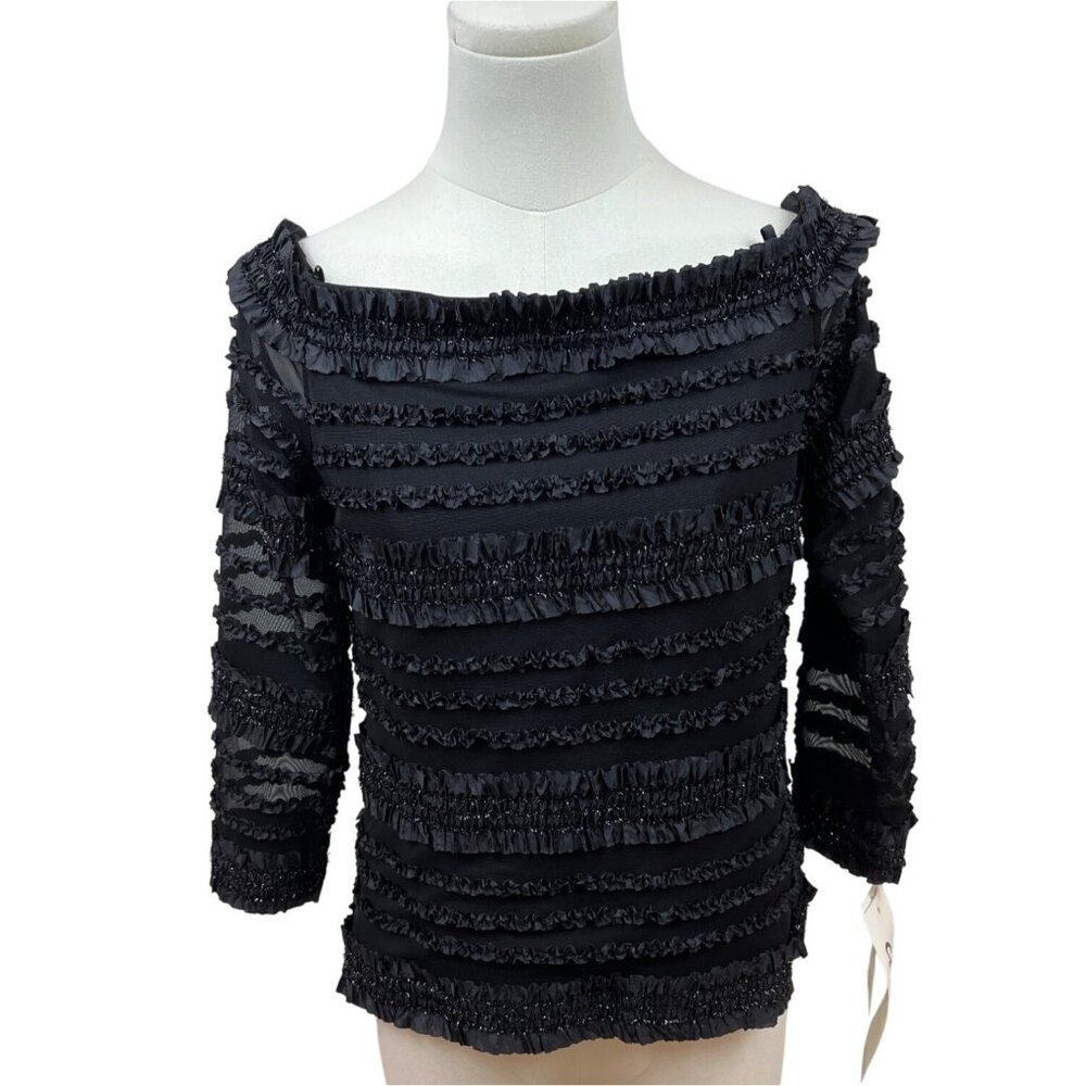 Cattiva Women’s Black Ruffled Off-Shoulder Top Sz S - New